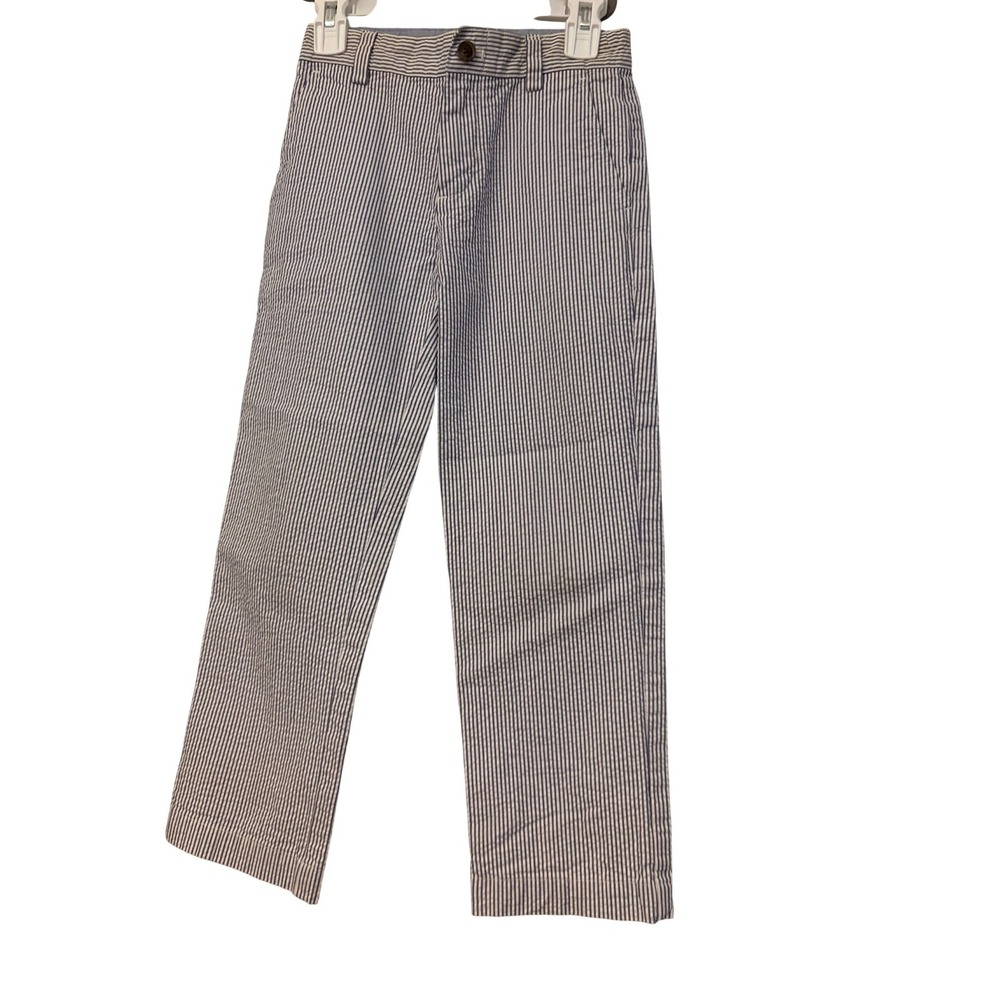 Brooks Brothers Boys Seersucker Pants Blue‎ White Striped Size 6 100% Cotton
